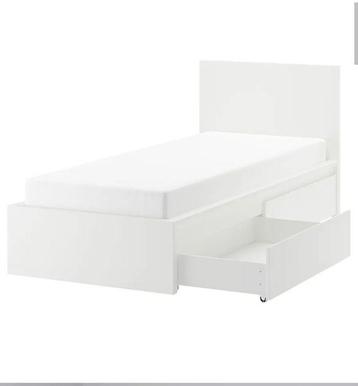 IKEA Malm Bed White Single Person 90x200cm With Drawers
