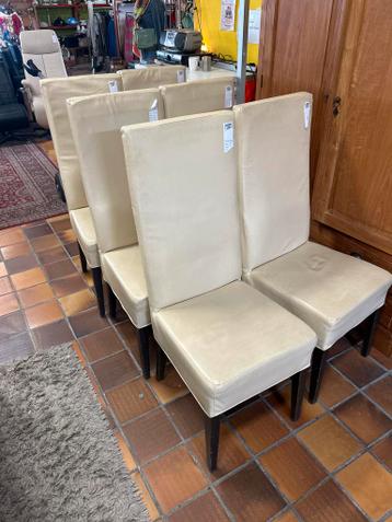 6 eetkamerstoelen beige leer