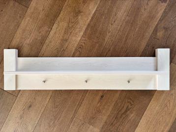 Witte houten wandkapstok met 3 haken