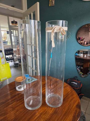 Glazen Vazen 72cm hoog 17cm breed, ruilen