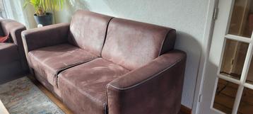 Bruine 2 1/2 zits bank leerlook