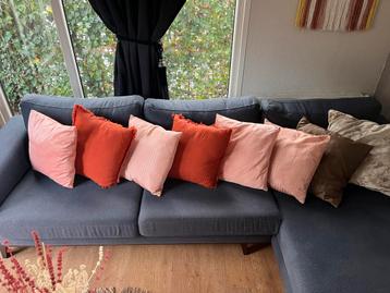 Blauw/grijze hoekbank