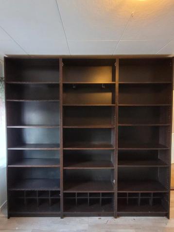 3 Ikea Billy kasten zwart bruin met opzetstuk en cd inzet