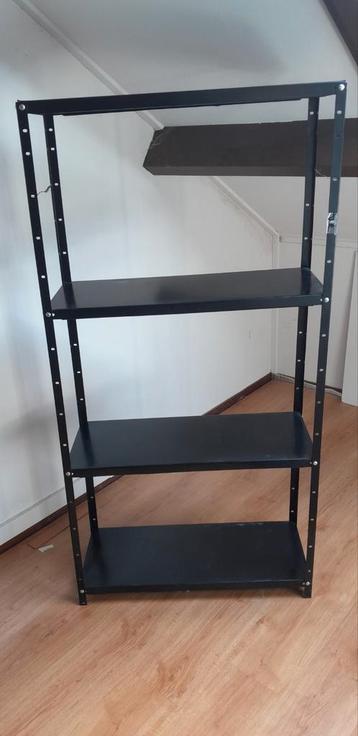 Zwarte stellingkast met 4 planken