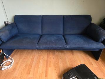 Donkerblauwe 3-zits stoffen bank