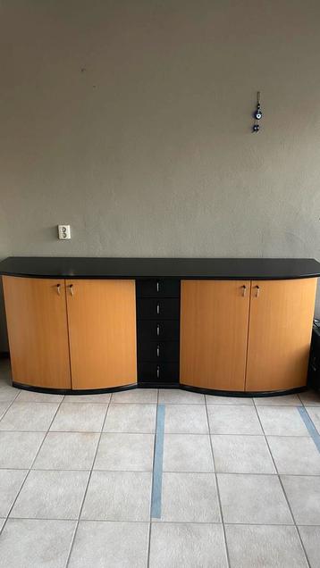 dressoir met deuren en lades - zwart/houtkleur