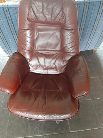 Leren fauteuil, draaibaar en verstelbaar