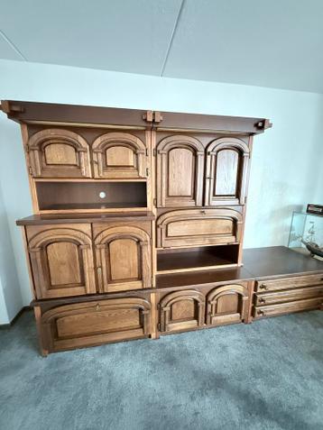 Massief eiken wandmeubel, 6 delen, veel opbergruimte