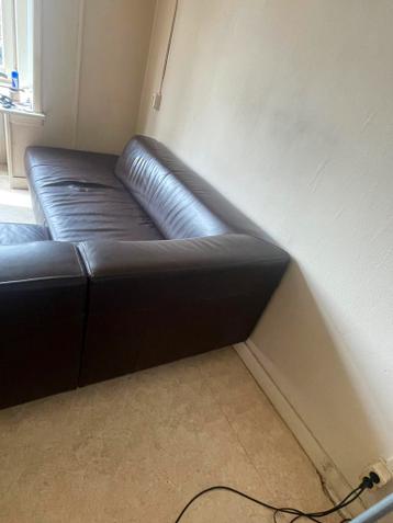 Bankstel echt leer hoekbank