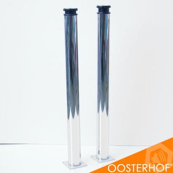 2x Chromen Bureau Tafel Poten 6 Ø x 70 cm
