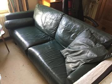 Groene leren bank gratis