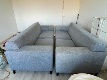 Moderne 3-zits bank grijs stoffen bank 2 stuks