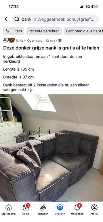 Met spoed weg deze 2 zits bank