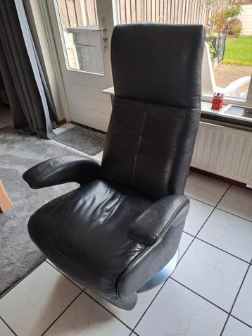 Relax fauteuil, zwart leer