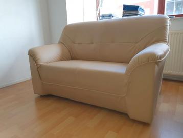 Tweezits bankstel crème leder