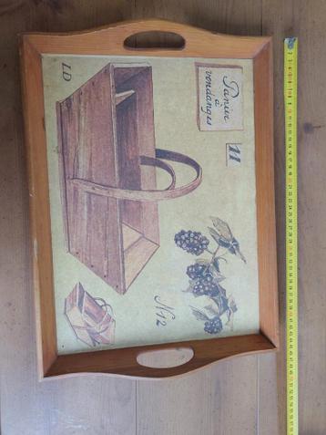 Houten dienblad met vintage fruitmand print