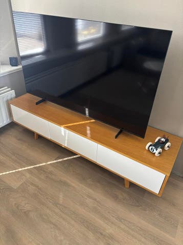 Modern Televisiemeubel met Opbergruimte - Hout en Wit