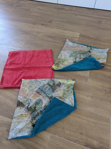 3 Kussenhoezen: Blauw met Print & Rood - IKEA Geschikt