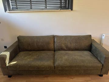 Gratis op te halen 3-zits bank in olijfgroen leerlook