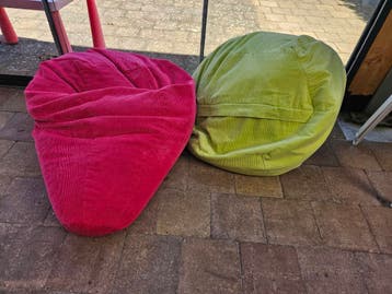 Set van 2 comfortabele zitzakken - roze en limoengroen