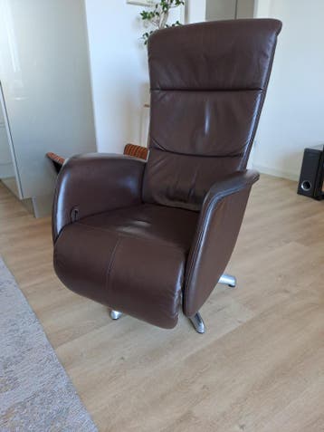 Luxe Draaibare Relax Fauteuil - Bruin Leer