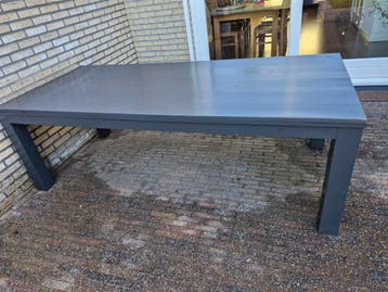 Teakhouten eettafel antraciet geschilderd 230x100x76