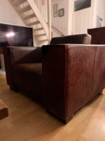 Leren fauteuil cognac