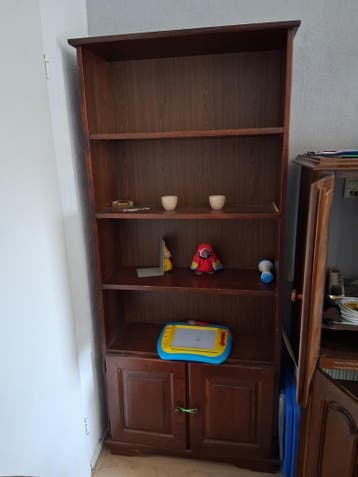 Houten boekenkast met deuren en planken