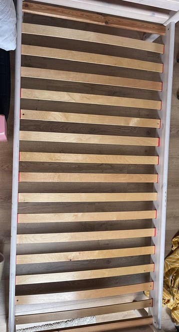 Eenpersoonsbed met lattenbodem - White wash