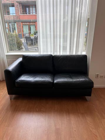 Zwart leren bankstel