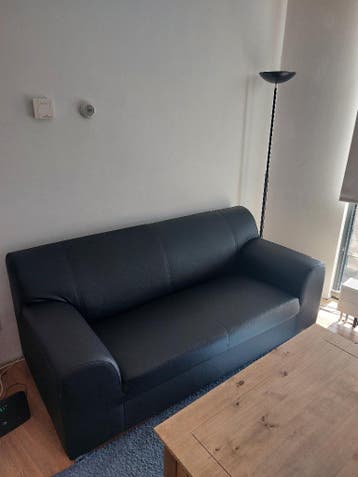 Kunstleren zwarte 2-zitsbank