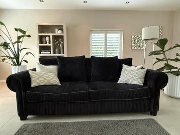 Gratis donkergrijs-zwart ribstof bank