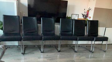 6 leren eetkamerstoelen