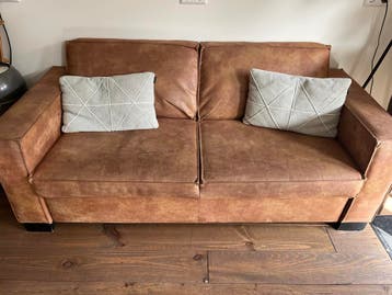 Kunstleren bruine bank - 185x85 cm