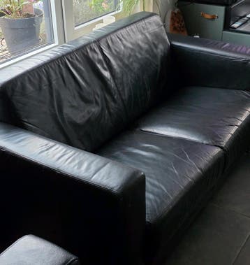 Gratis Zwart leren Montel bank - 158 cm breed