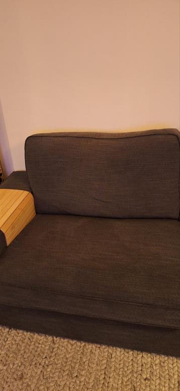 Donkergrijze bank met chaise longue