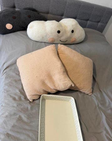 Gratis kussens en bakje