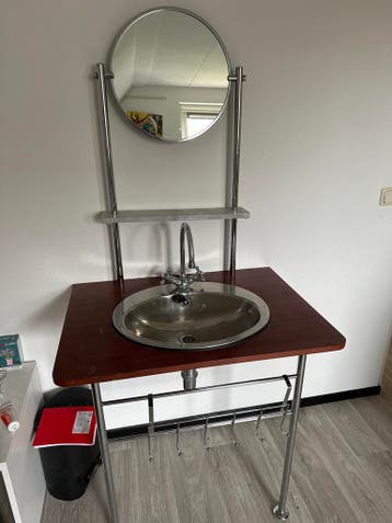 Wastafel rvs met spiegel