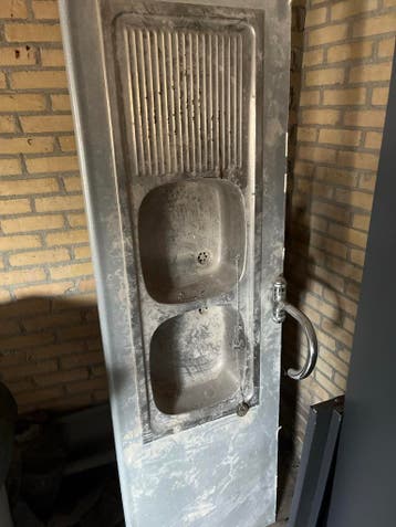 Aanrecht met dubbele wasbak en afdruiprek 198x60 cm