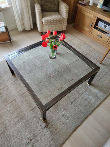 GRATIS! Salontafel met glazen blad en metalen frame