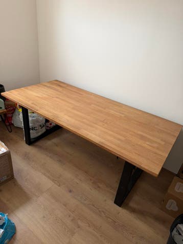 GRATIS op te halen: Eiken eettafel industrieel L200xB95xH75