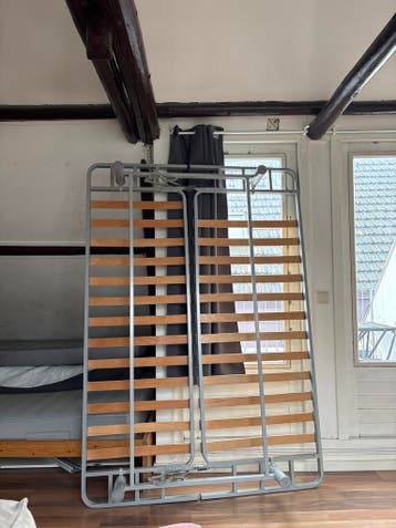 3-zits slaapbank met schuimmatras, Knisa grijs/beige