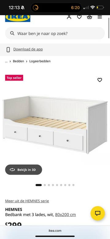 Hemnes bedbank - logeerbed met twee matrassen
