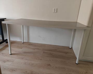 Modern bureau met kabelgoot - Grijs/Wit - gratis afhalen