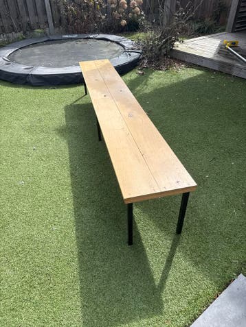 Steigerhouten meubel met zwarte poten 250x39x44