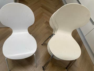 Witte stoelen met metalen onderstel - Set van 4