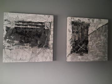 Schilderijen zilver/zwart