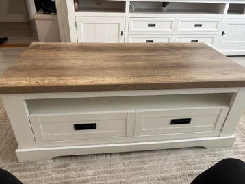 Salontafel met lades - Wit met houtlook blad