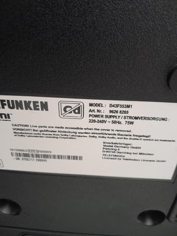 Telefunken D43F553M1 afstandsbediening gezocht