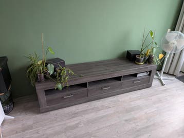 Grijs tv meubel met 3 lades